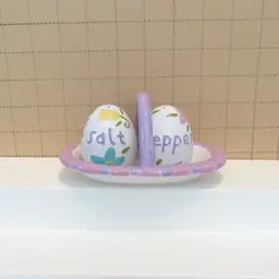 Easter Eggs on Tray Salt and Pepper Shaker Set