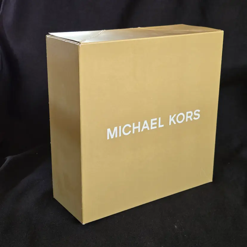 MICHAEL KORS Empty Paper Gift Box Size 8" × 8" × 3" - Beige Color White Letters
