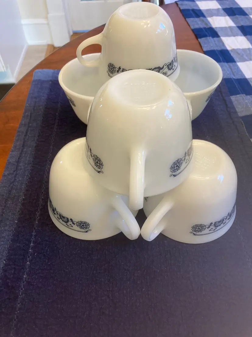 Vintage Corelle Old Town Blue Onion Teacups, Set of 6