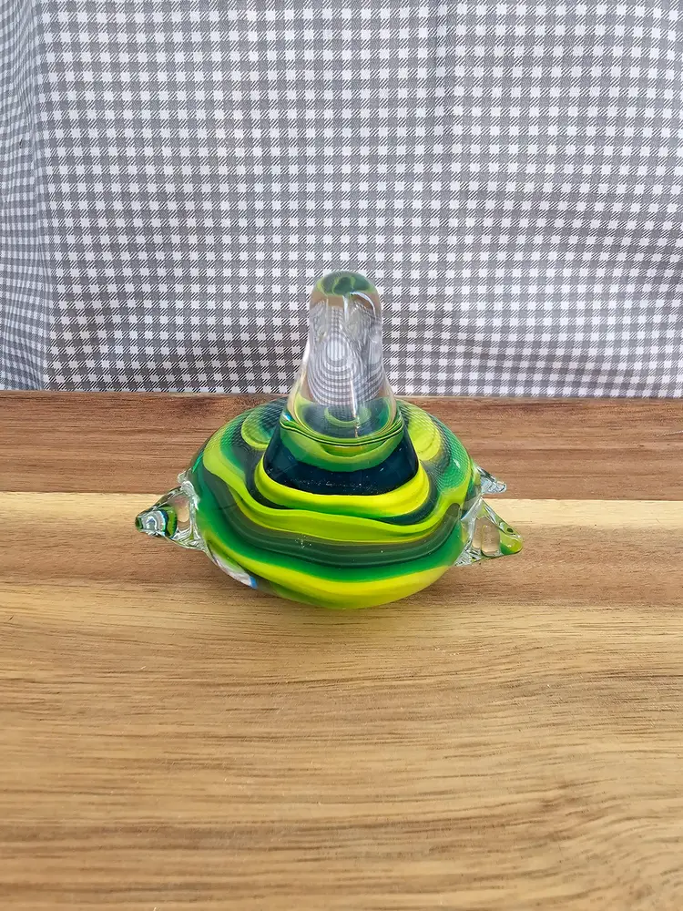 Colorful Swirled Glass Turtle Paper Weight