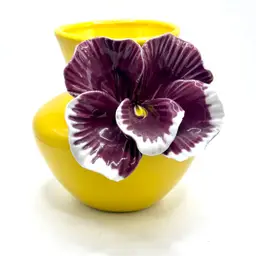 Applied Flower Anthropology Vase Yellow & Purple 4.25”