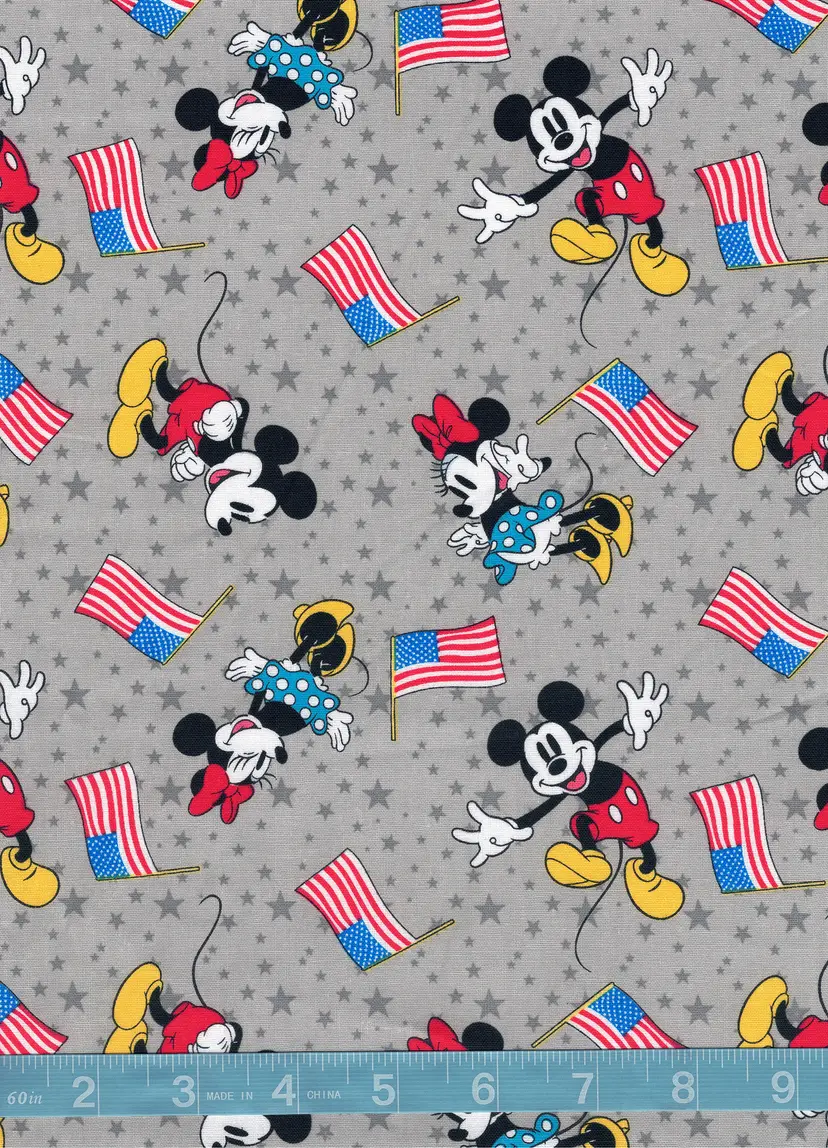 Disney Patriotic Mickey Mouse & Minnie Mouse American Darlings Quilt Cotton Fabric by the Yard – Americana Disney Fabric – Red White Blue Flag Cotton Fabric for Quilts, Crafts & Holiday Sewing