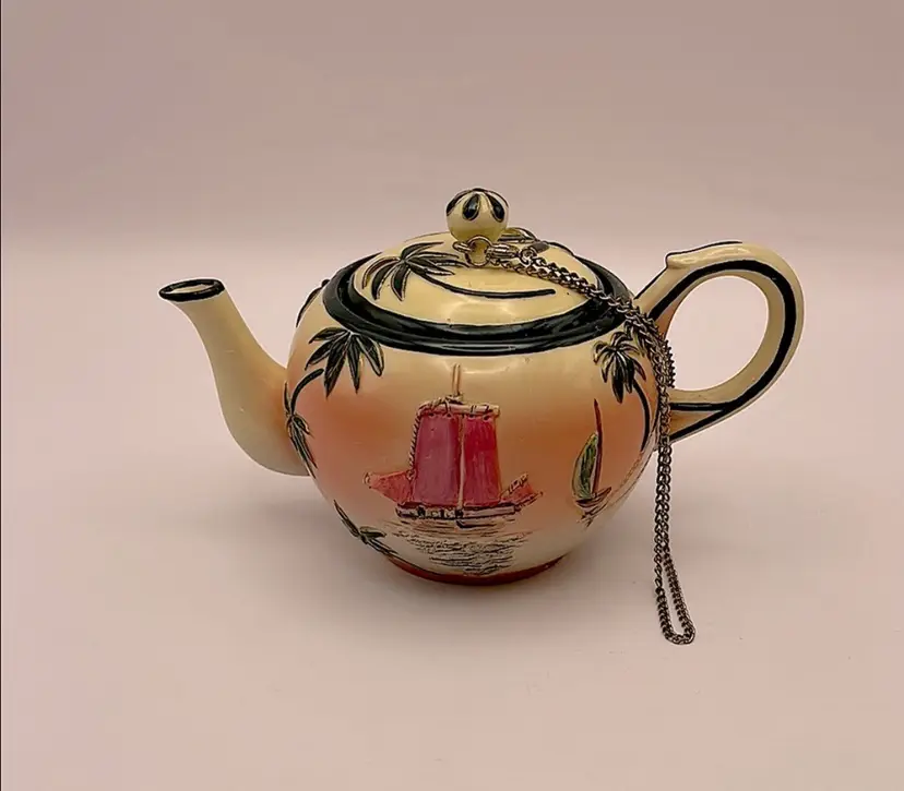 Vintage Nini Tea Pot Collection Sailboat Miniature Teapot Votive Tealight Holder Trinket Holder