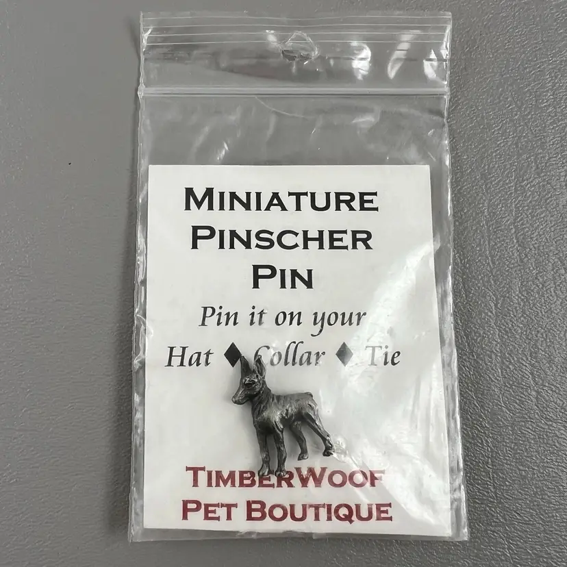 Miniature Pinscher Dog 1" Hat Collar Tie Pin Silver Tone