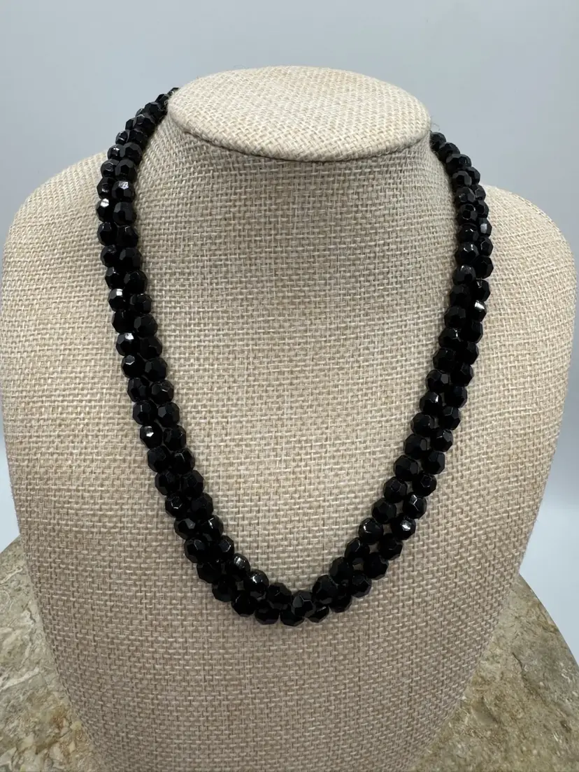 Vintage Black Glass/Crystal Necklace