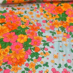 GLOWS Vintage FLOWER POWER DIMITY FABRIC SCRAPS