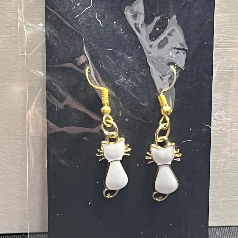 Earrings As Pictured Made by me White Cats