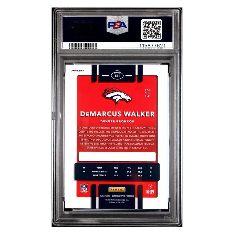 DeMarcus Walker Pop 1 PSA 10 2017 Donruss Optic RC Green Prizm /5 121 Rookie SSP