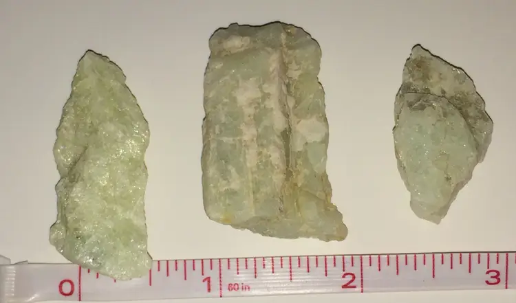 3 Sections of Rough Aventurine 35.8 grams total 1 3/4"x1/2", 2 1/2"x1", 1 1/4"x1/2"