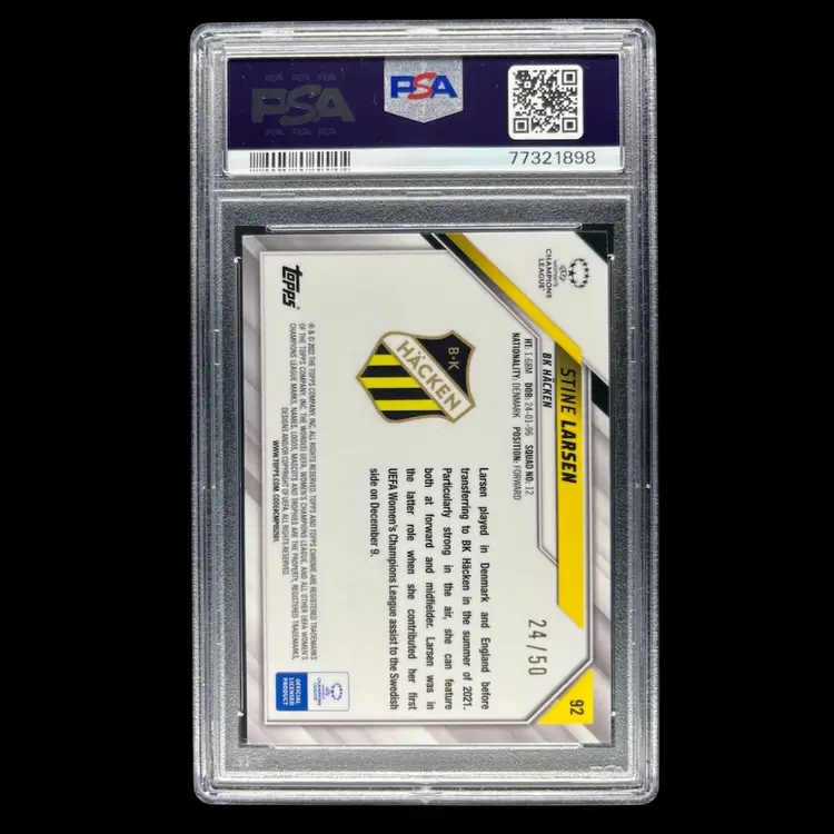 Stine Larsen 2021/22 Topps Chrome UWCL Gold /50 PSA 10 Soccer Card