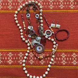 Vintage Jewelry Bundle Wood MOP Paper Beads