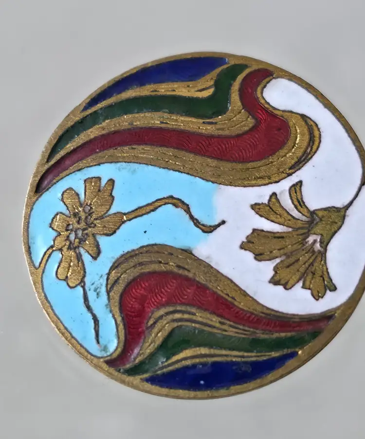 Art Nuevo Enamel Brooch Colorful Pin