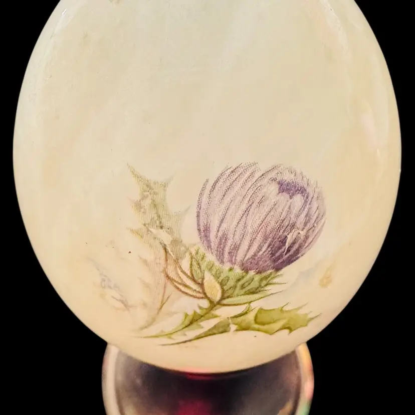 Beautiful Stone Egg-Shaped Stone Egg With Scottish Thistle Applique