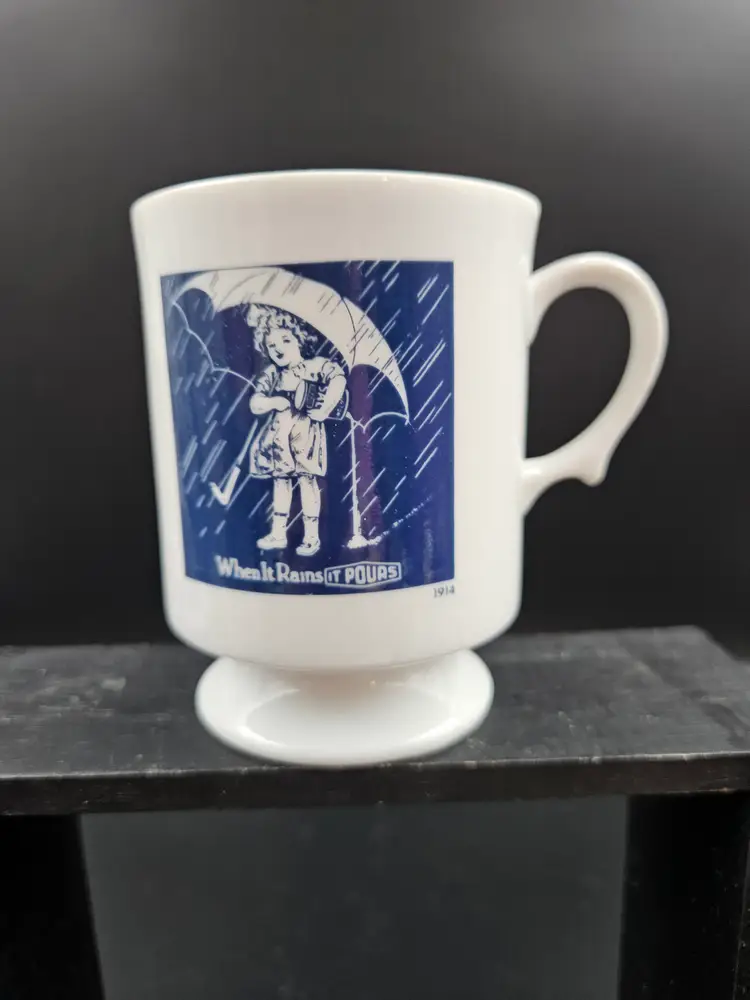 Mortan Salt dainty mug, 1914 logo design, 12 oz