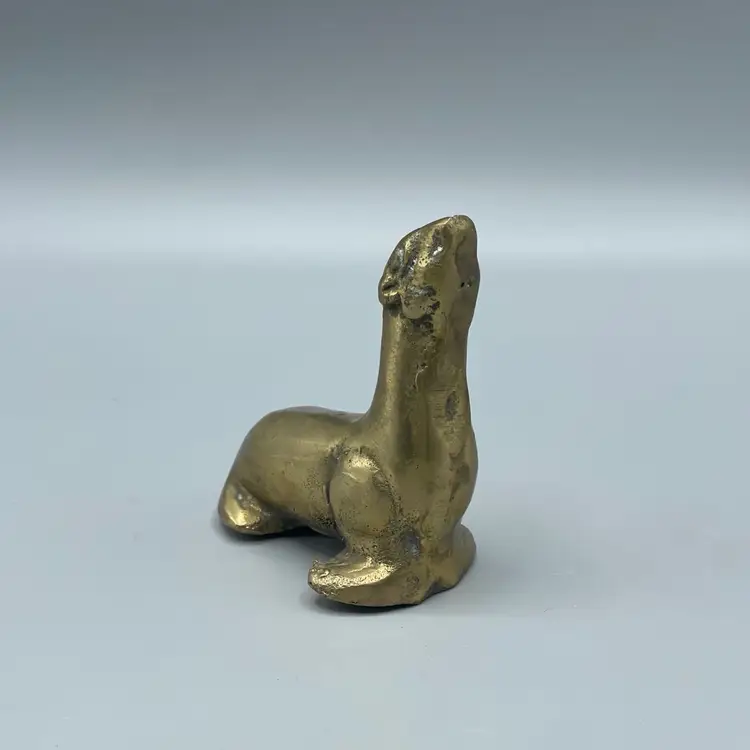 Vintage Solid Brass Seal Figurine Paperweight