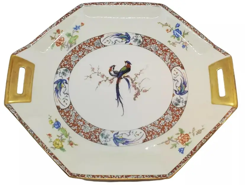 Vintage Theodore Haviland New York Bourbon Serving Tray Birds Of Paradise