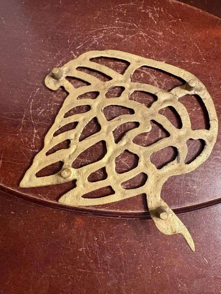 Brass Duck/Goose Trivet, Orange Design