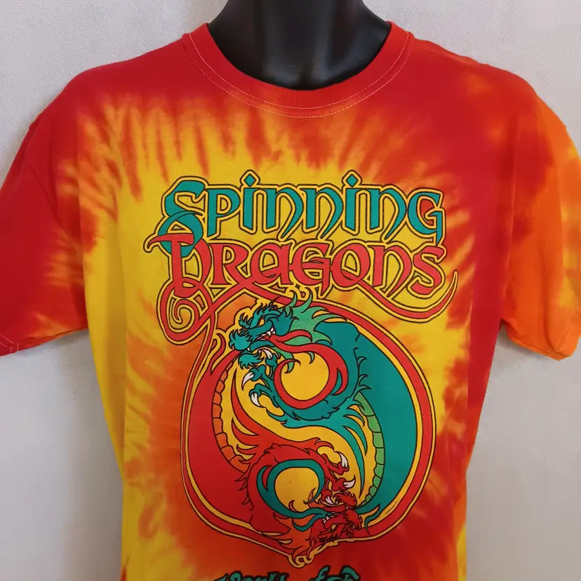 Vintage Tie Dye T-Shirt Large Spinning Dragons Roller Coaster Worlds Of Fun