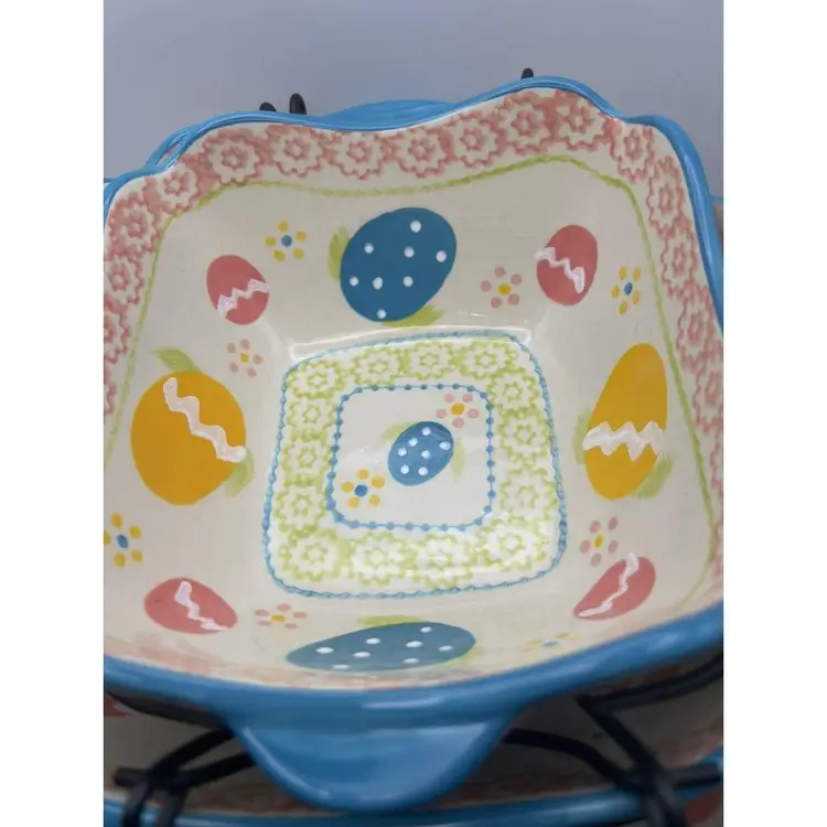 Set of 3 Temp-tations Square Baking Dishes w/ Racks Old World Easter Style