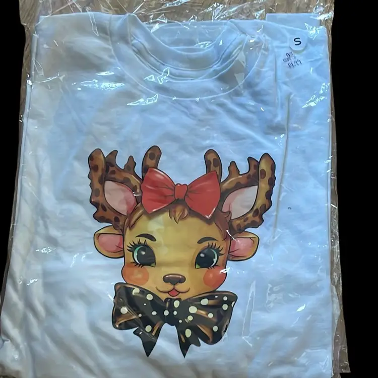Adult Small All Cotton Deer Long Sleeve Shirt