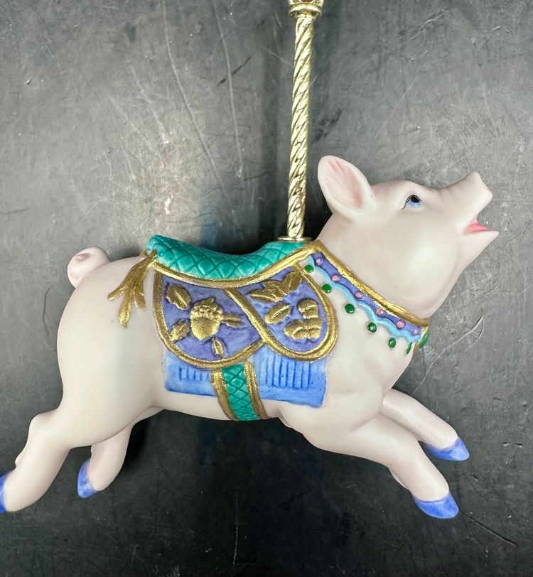 Vintage Lenox Pig Carousel Animals Ornament - 1989
