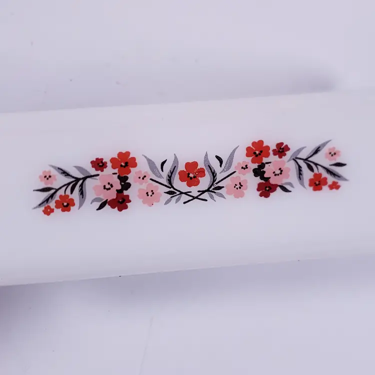 Vintage FIRE KING Primrose 409 Pink Red Floral Milk Glass Casserole LOAF PAN