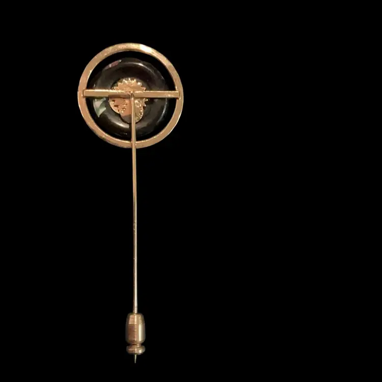 Vintage 12k GF Millefiori Glass  Stick Pin / Hat Pin. Beautiful Colorful floral Design.