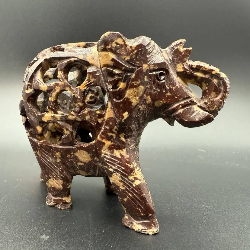 Soapstone Carved Elephant - Baby Inside Mother's Tummy Sculpture/Statue