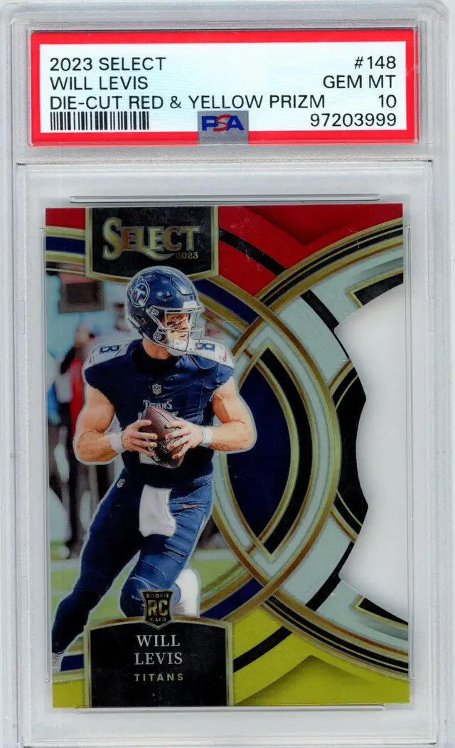 2023 Select WILL LEVIS RC Rookie Die-Cut Red Yellow Prizm #148 TITANS PSA 10 GEM MT