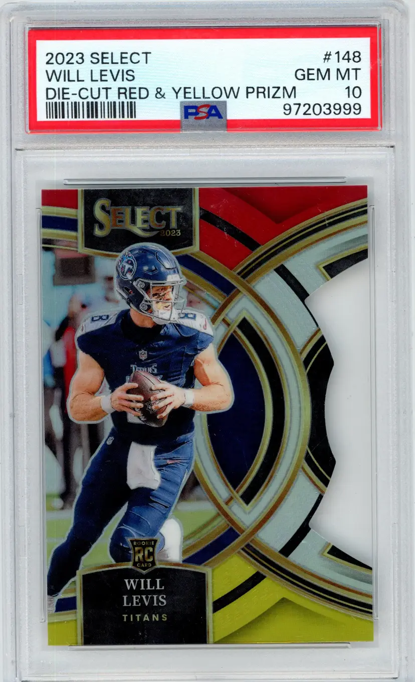 2023 Select WILL LEVIS RC Rookie Die-Cut Red Yellow Prizm #148 TITANS PSA 10 GEM MT