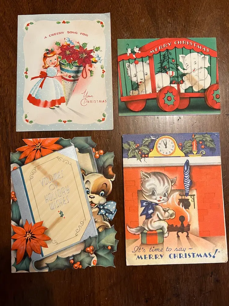 Lot Of 4 ADORABLE Christmas Cards!!