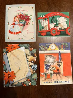 Lot Of 4 ADORABLE Christmas Cards!!