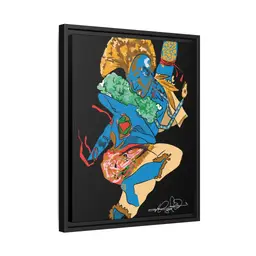 Indigenous Blue – Afro-Futurist Canvas Art (Framed, 16x20) | Cultural Power. Cosmic Movement. (FSC-certified wood) | International Shipping Available