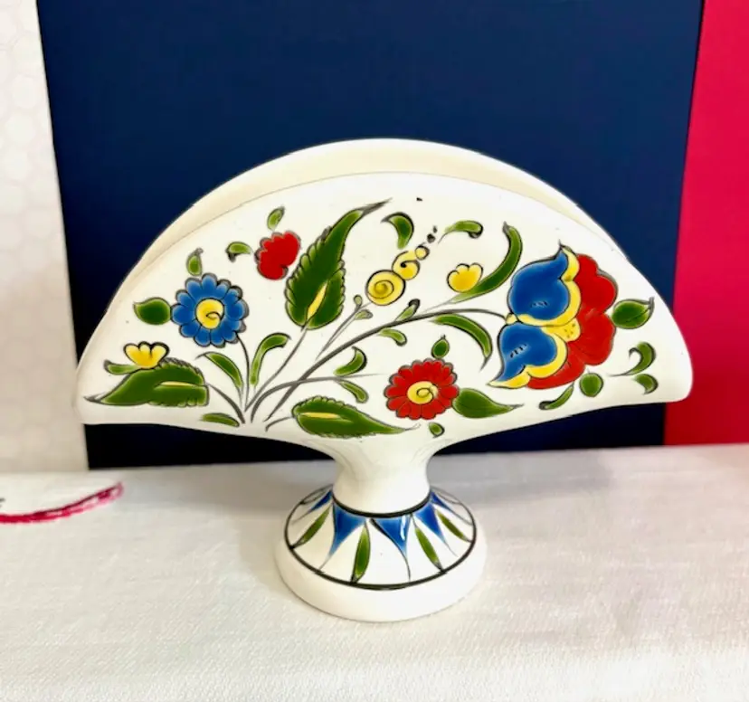 Vintage Dakas Rhodes Greek Letter/Napkin Holder - Bright Colors Measures 4.75" tall x 6" wide x 1.25"