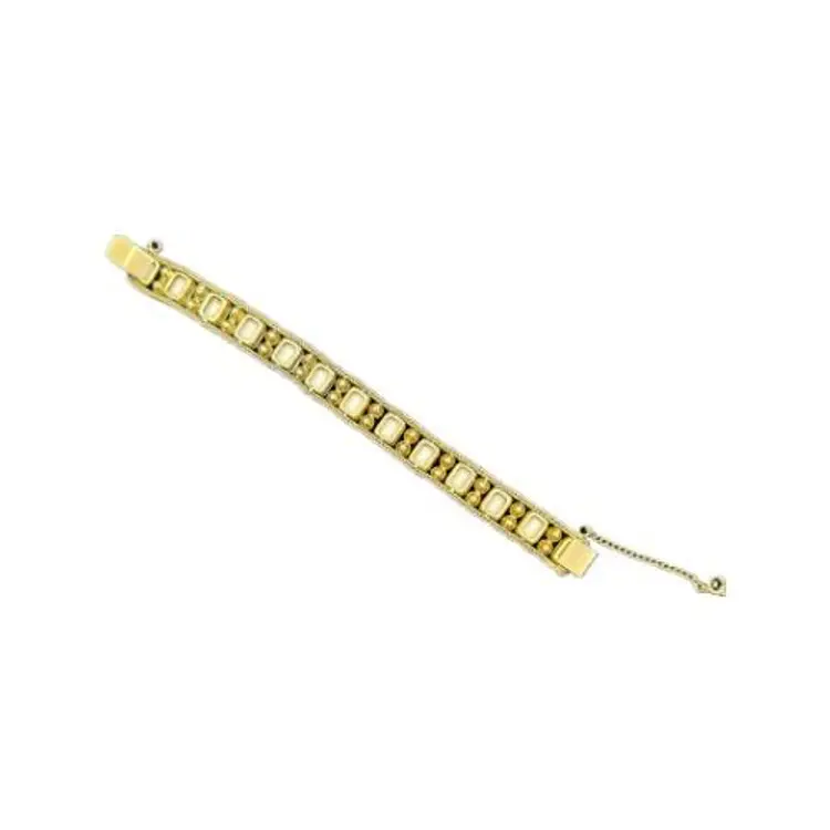 Gold Tone Bracelet with Milk Glass Stones