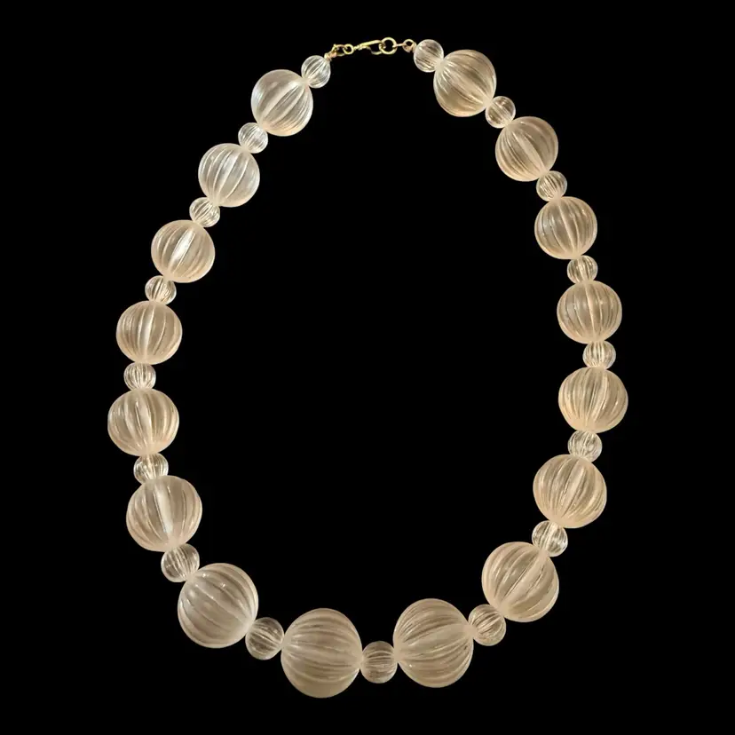Monet Lucite Satin Beaded Necklace 17”