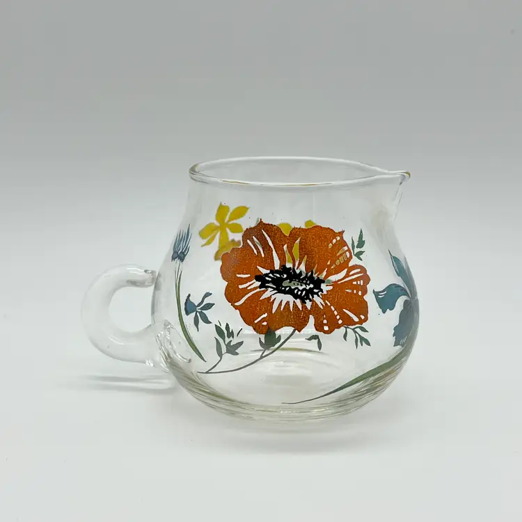 Vintage Dorothy Thorpe Spring floral Primavera x Sigma Creamer Pitcher 3" MultiColored Wildflowers Whimsical Garden Flowers Cottagecore