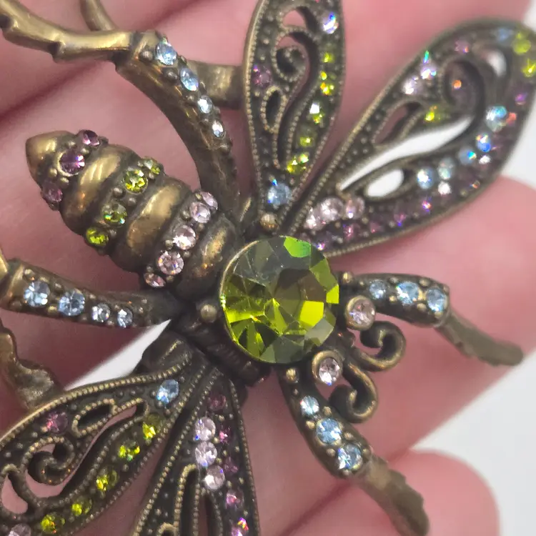 Heidi Daus Insect Bug Crystal Pin Brooch Scarf Hair Clip Decoration Rhinestone