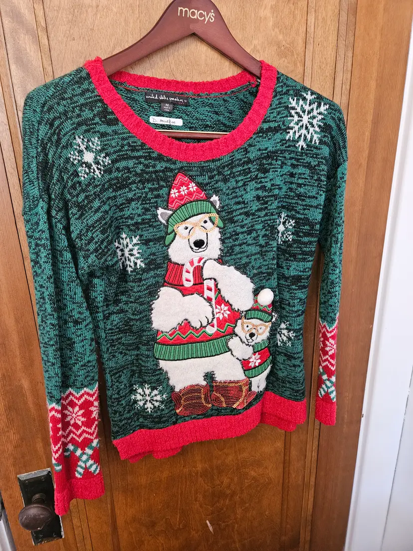 Ugly Christmas Sweater Polar Bear, M, United States Sweaters