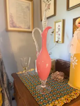 Incredible Empoli Pink Opaline Pitcher With Stopper