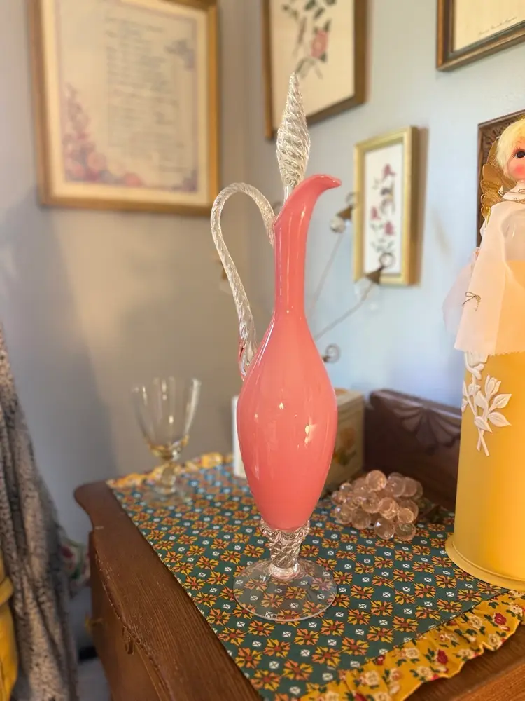 Incredible Empoli Pink Opaline Pitcher With Stopper