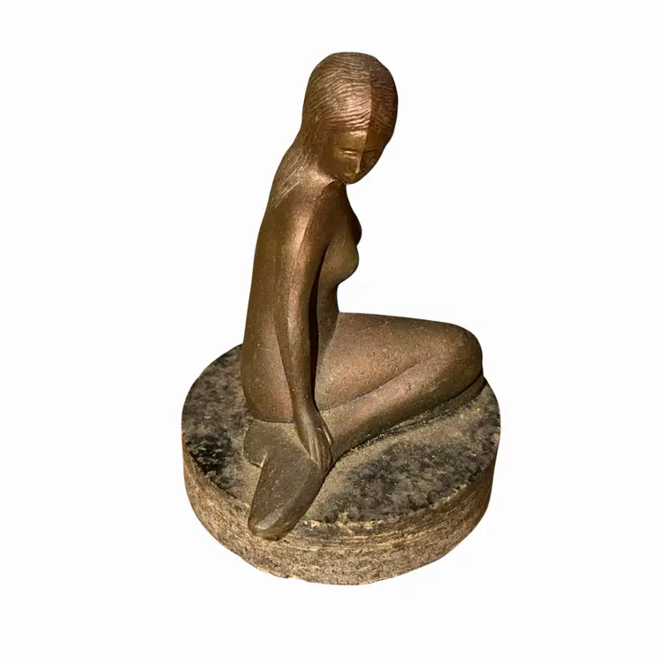 1960s Copenhagen Bronze Mermaid Denmark Scandinavian Midcentury 4” Statue