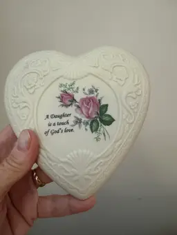 Porcelain Heart - Hearts And Flowers Fragrance Wall Decor (non-fragrant). Can Be Used As Ornament. 5”x5”