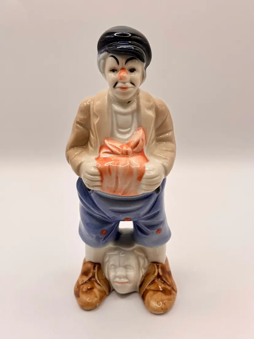Vintage Sad Clown Hobo Theatrical Figurine, Classic Circus Carnival Performer, Theatre Masks, By Artmark, Made in Taiwan