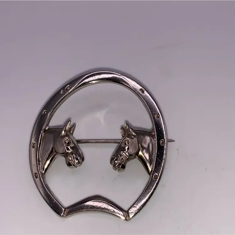 Gorgeous two Horse Brooch 1 3/4” High