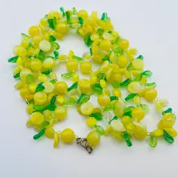 Incredible Vintage Plastic Lemon Necklace 21.5”