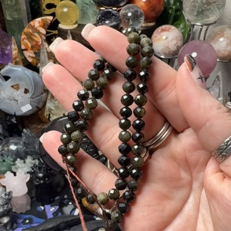 Golden Sheen Obsidian Faceted Bracelet 6mm