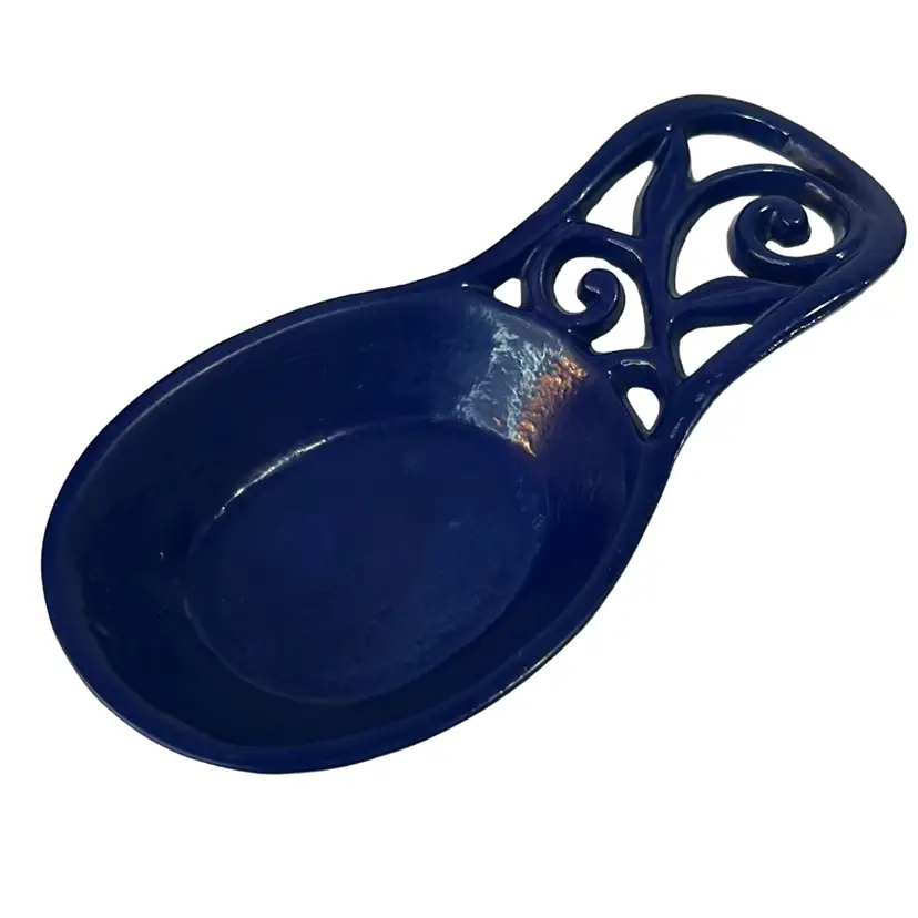 Vintage Blue Cast Iron Spoon Rest