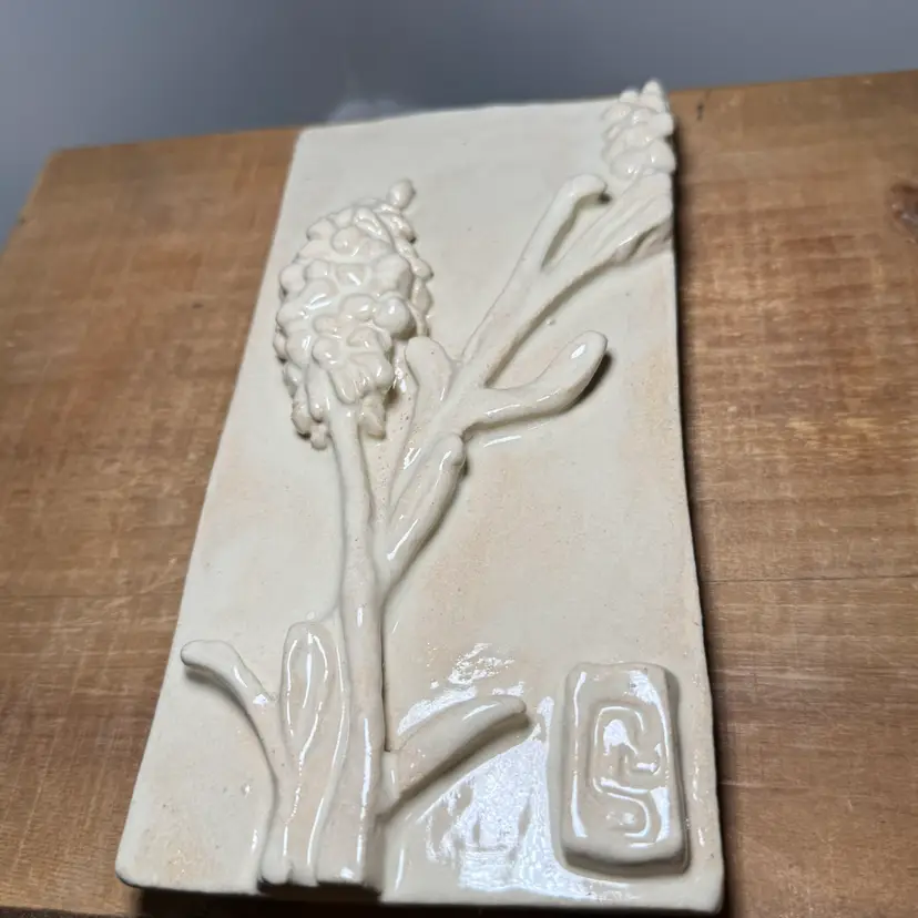 Hyacinth Floral Relief Wall Plaque Tile Art