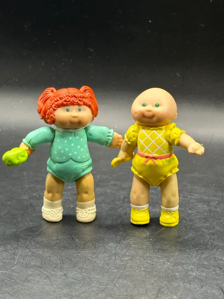 2 Vintage 1984 Cabbage Patch Kids Babies Pvc Vinyl 3.5" Figures Infants Poseable